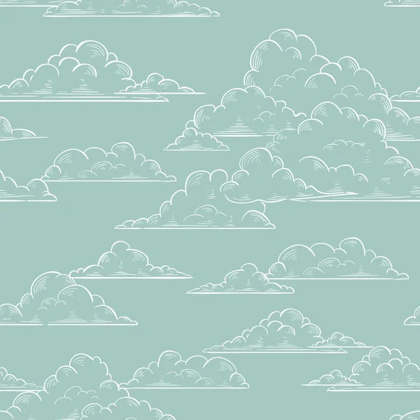 Nubes patrón sin costura dibujado a mano — Vector de stock