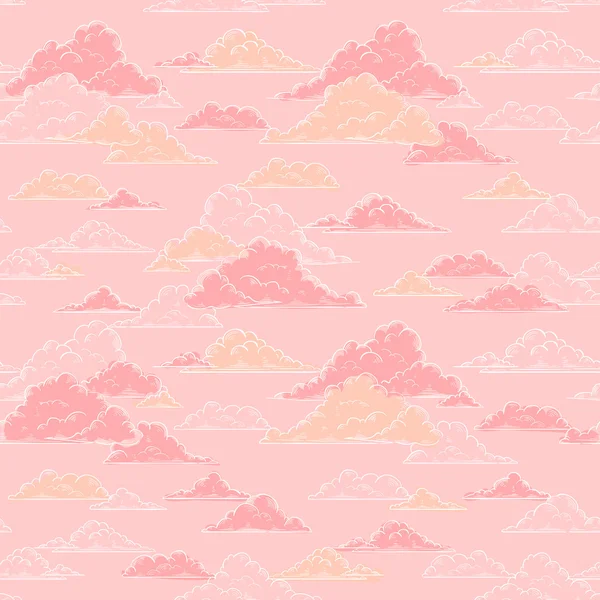 Clouds seamless pattern hand-drawn — Stock Vector