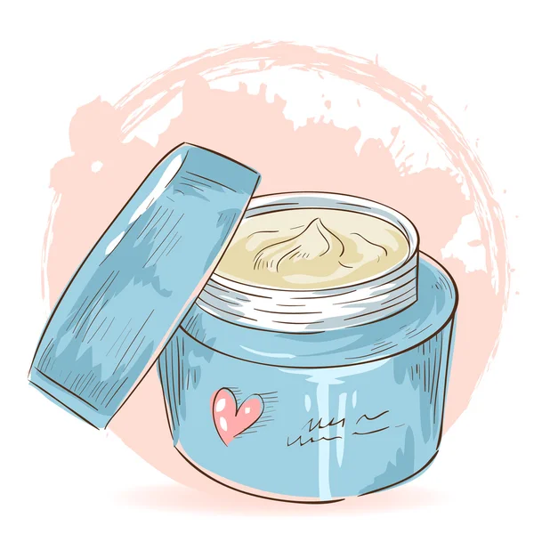 Pot de crème de maquillage pour la peau carte isolée — Image vectorielle