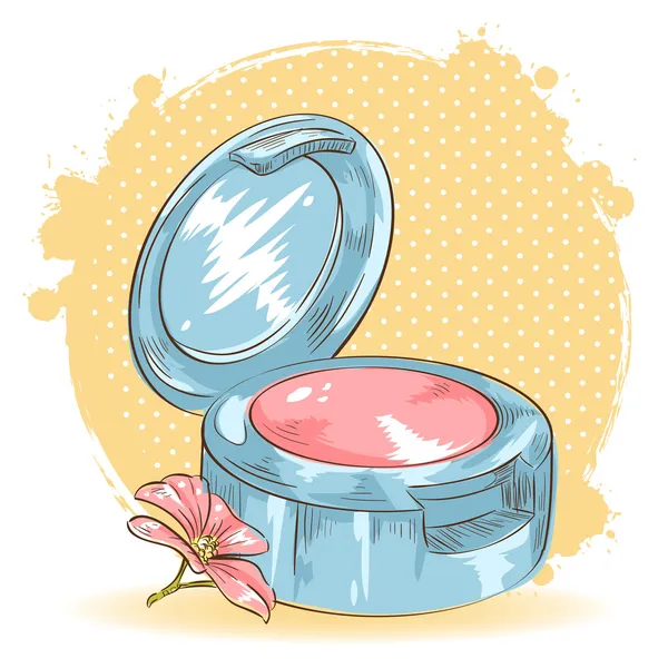 Skincare maquiagem blusher cartão isolado — Vetor de Stock