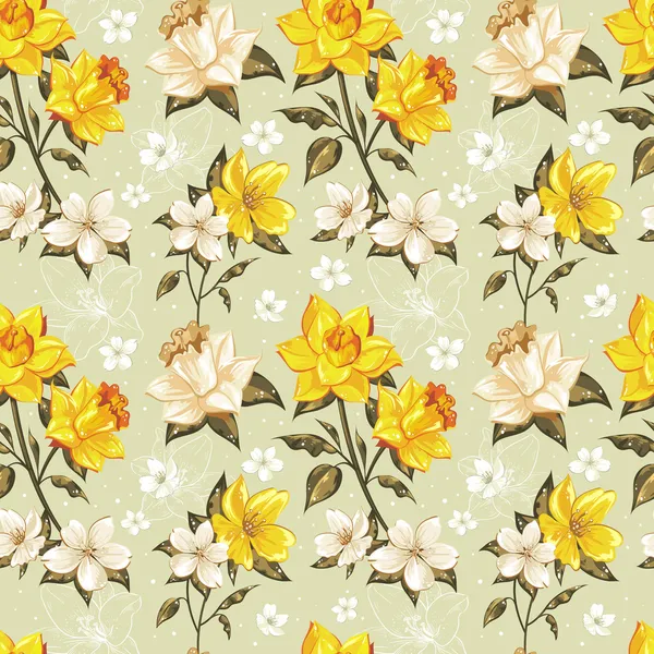 Elegant spring floral seamless pattern — Stock Vector