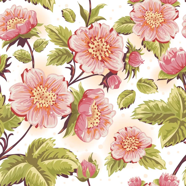 Textura romántica sin costuras con hermosas flores — Vector de stock