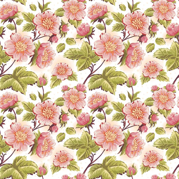 Texture romantique sans couture avec de belles fleurs — Image vectorielle