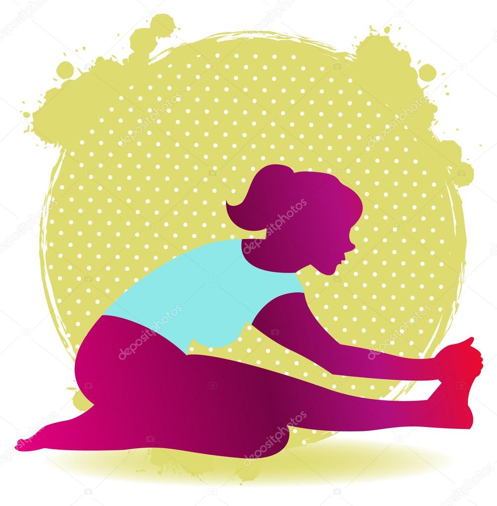 Colorful illustration of yoga asana silhouette for stretching