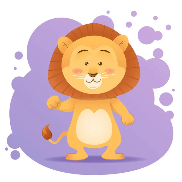 Carino cartone animato leone giocattolo carta vettoriale — Vettoriale Stock