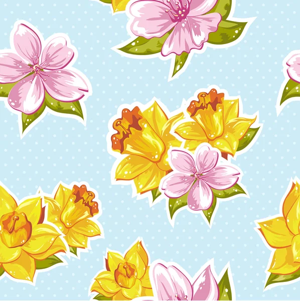 エレガントなスタイリッシュな春の花柄のシームレスなパターン — ストックベクタ