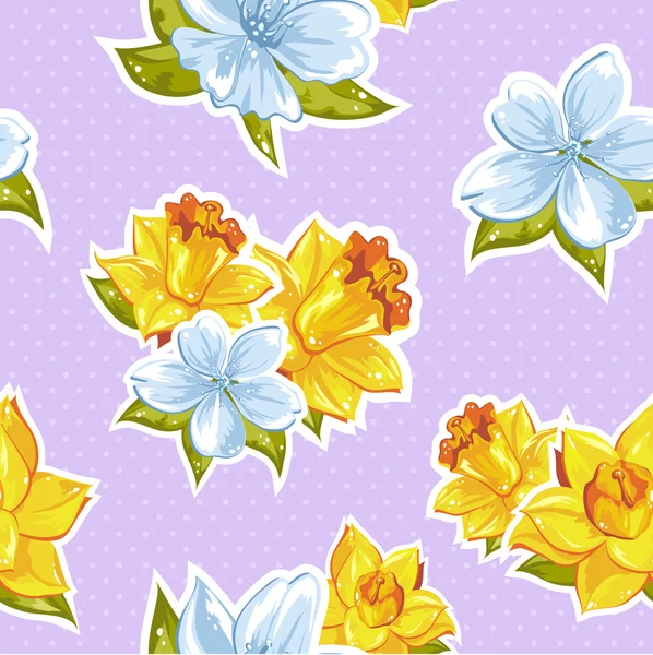 エレガントなスタイリッシュな春の花柄のシームレスなパターン — ストックベクタ