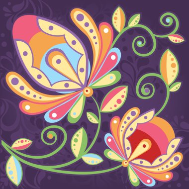 Ethnic floral seamless pattern with hand-drawn flowers
