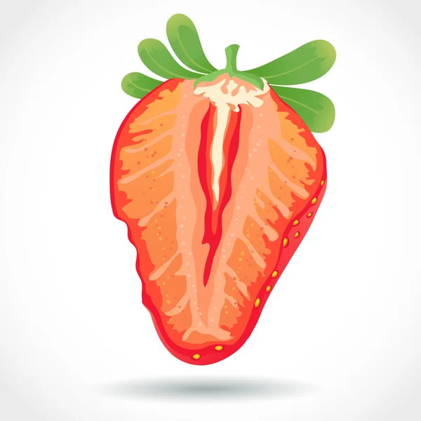 Fresh juicy piece of strawberry isolated — Stock Vector