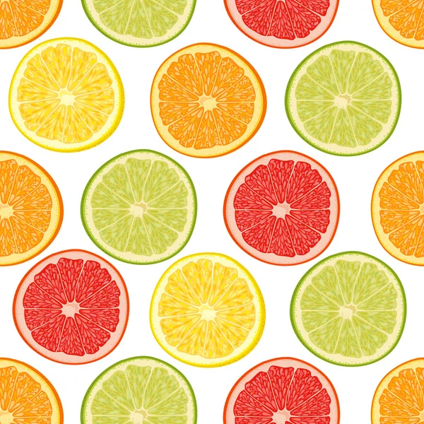 Fresh colorful citrus fruits seamless pattern — Stock Vector