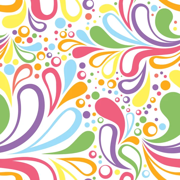 Modèle sans couture d'été coloré avec des éléments courbes florales — Image vectorielle