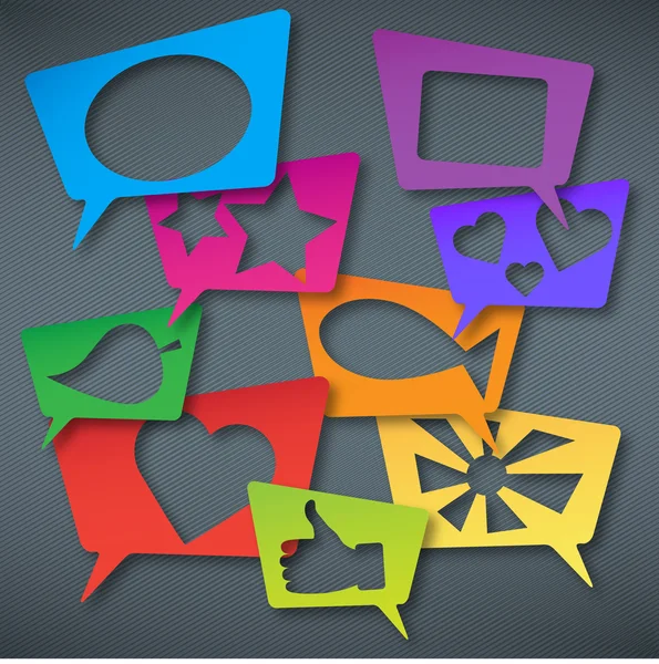 Bolhas de fala coloridas redondas e quadradas —  Vetores de Stock