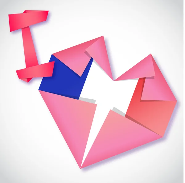 Papieru Origami i miłości serce-karta z Włoch — Wektor stockowy