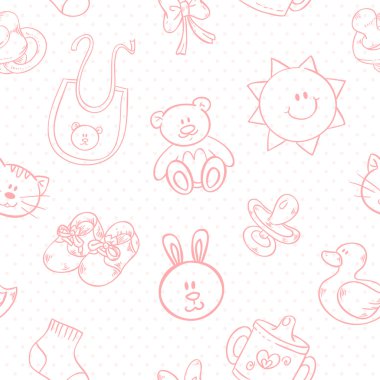 Baby toys cute cartoon set seamless pattern clipart