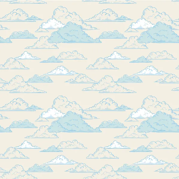 Clouds patrón sin costura ilustración dibujada a mano — Vector de stock