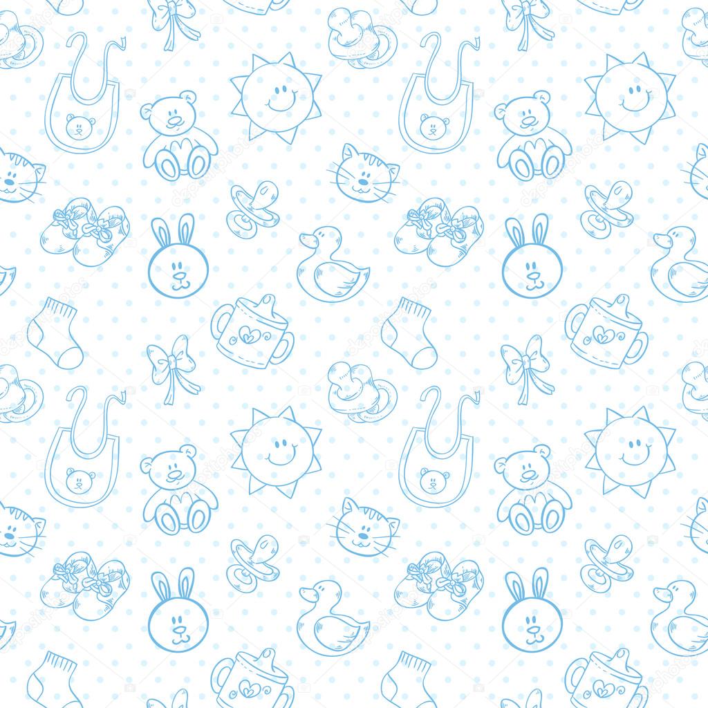 Baby toys cute cartoon set seamless pattern