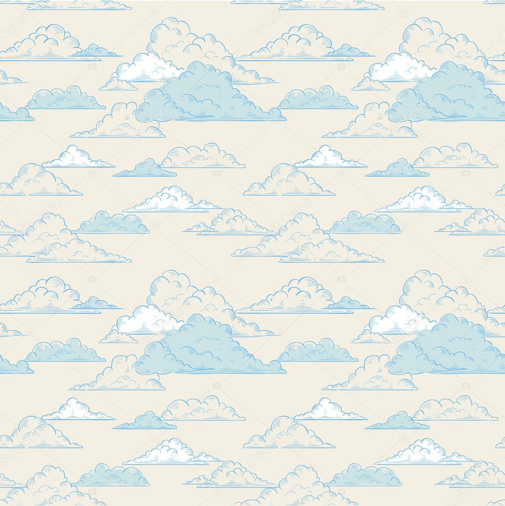 Clouds seamless pattern hand-drawn illustration