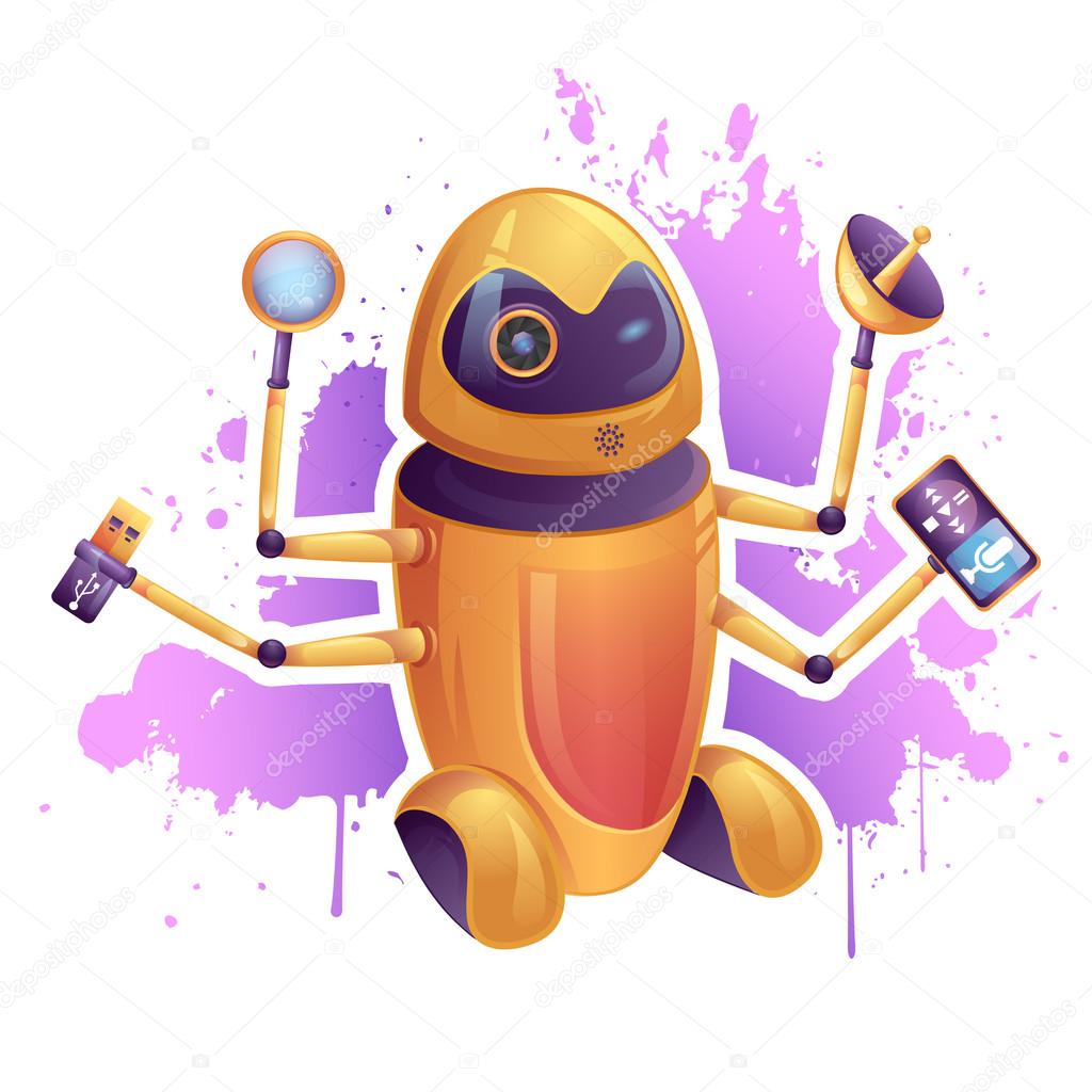 Robot futuriste de dessin animé Hitech avec des appareils image libre