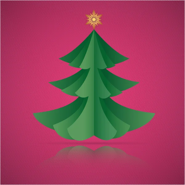 Carte postale arbre de Noël origami papier — Image vectorielle