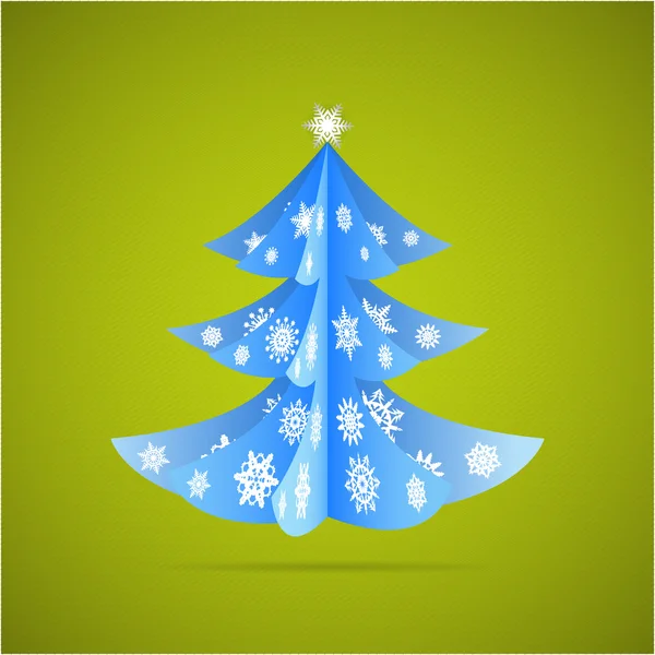 Paper origami christmas tree postcard — Stock Vector