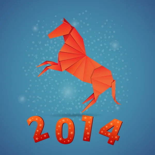 Ano Novo origami cavalo de papel 2014 — Vetor de Stock