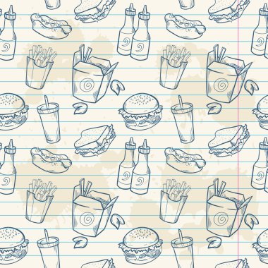 fastfood lezzetli elle çizilmiş vektör sorunsuz bilmece