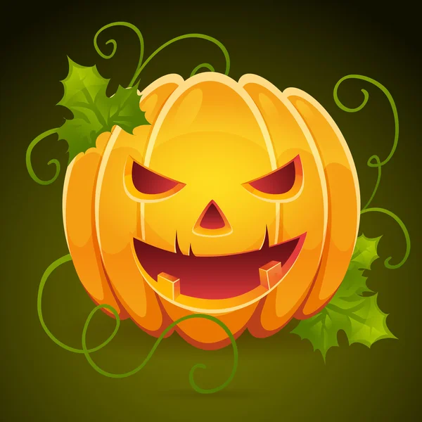 Ein Halloween-Kürbis mit bösem Lächeln Karte isoliert — Stockvektor