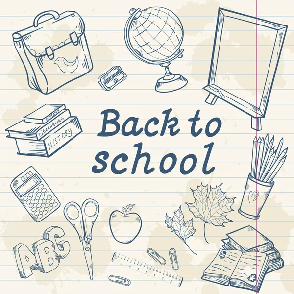 Back to school collection with various study items — Stock Vector