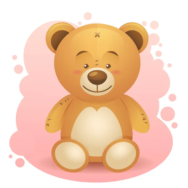 Niedlichen Teddybär realistische Zeichnung isoliert — Stockvektor