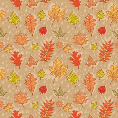sonbahar yaprakları renkli seamless modeli