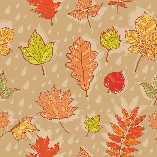 Autumn leaves colorful seamless pattern — Stock Vector