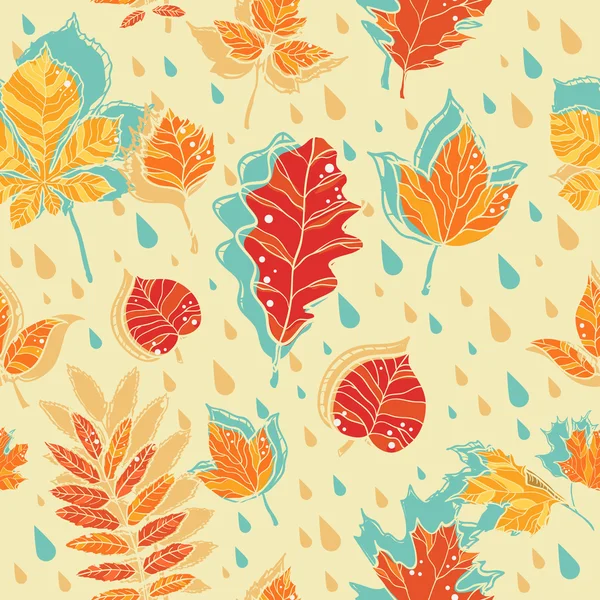 Autumn leaves colorful seamless pattern — Stock Vector