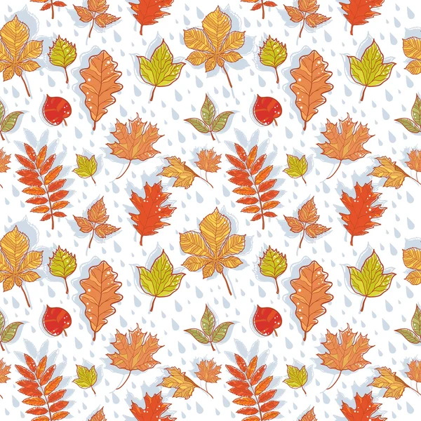 Autumn leaves colorful seamless pattern — Stock Vector