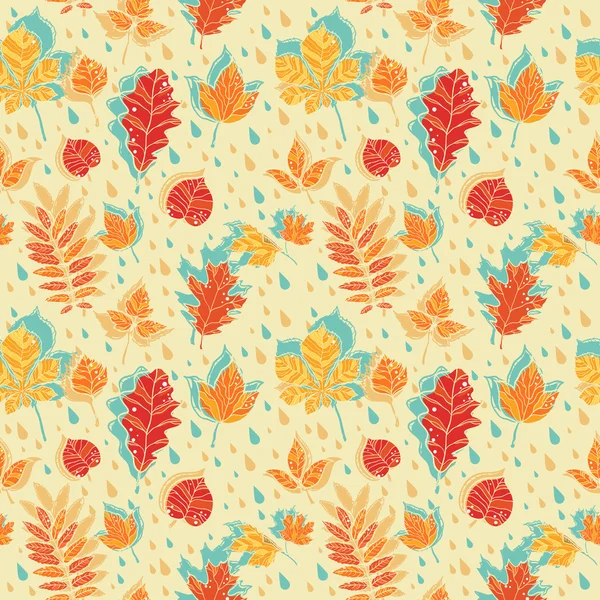 秋天的叶子炫彩无缝花纹 — 图库矢量图片