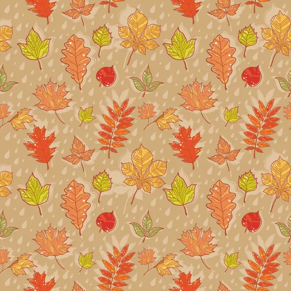 Осіннє листя барвистий безшовний візерунок — стоковий вектор