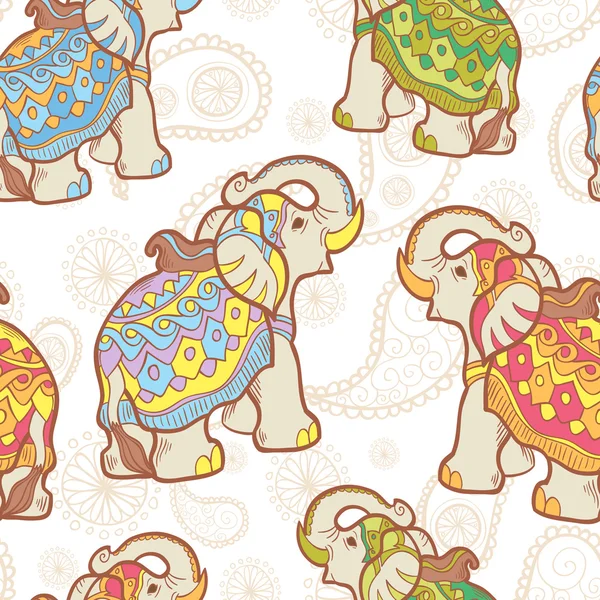 Indian elephant seamless pattern — Stock Vector