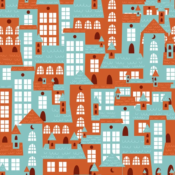 Houses seamless colorful pattern — Stock Vector