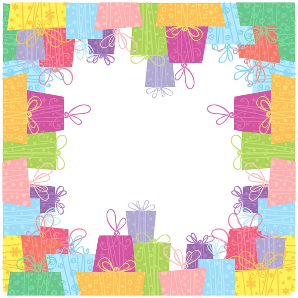 Sale gift boxes celebration frame card with borders — Stock Vector