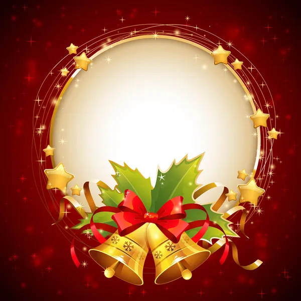 Christmas decorative golden congratulation card with symbols — Stock Vector