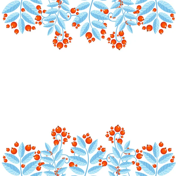 Winter decorative frame with rowan berries — Stock Vector