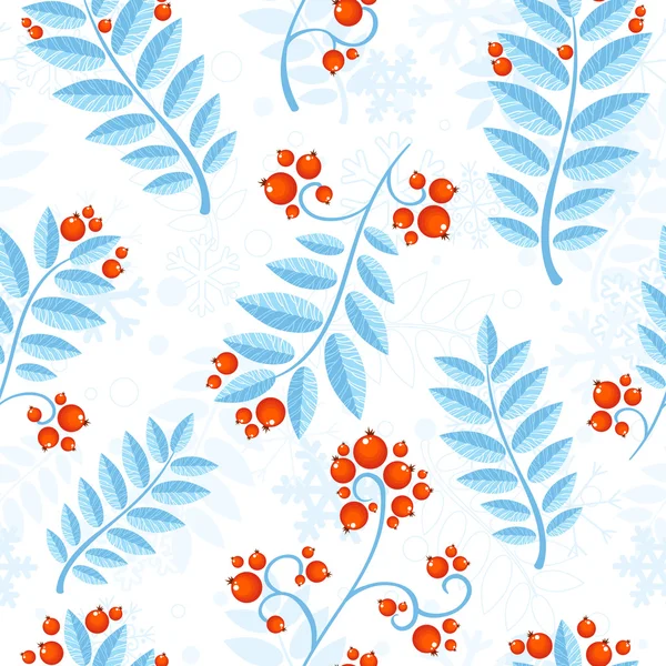 Floral seamless pattern with winter ash berry — Stock Vector