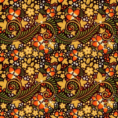 Festive khokhloma seamless pattern clipart