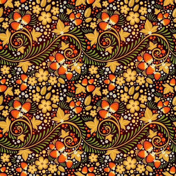 Patrón festivo sin costuras de khokhloma — Archivo Imágenes Vectoriales