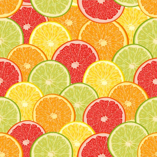 Fresh colorful citrus fruits seamless pattern — Stock Vector