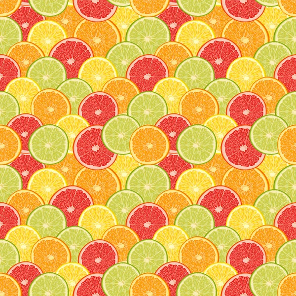 Fresh colorful citrus fruits seamless pattern — Stock Vector