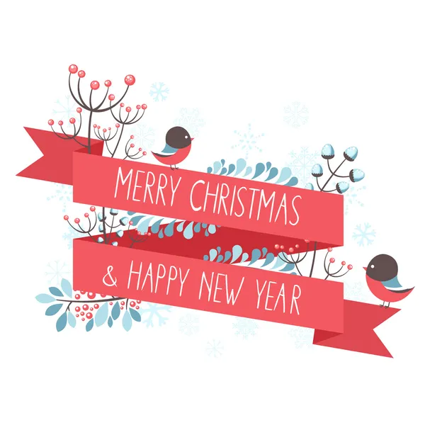 Boże Narodzenie kartkę z życzeniami z elementy dekoracyjne zima — Wektor stockowy