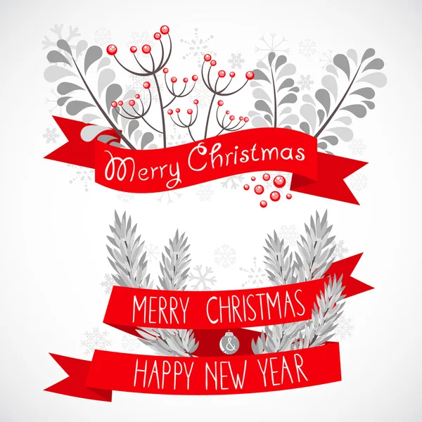 Christmas greeting banners with decorative winter elements — Stock Illustration Christmas greeting banners with decorative winter elements Royalty Free Stock Vectors