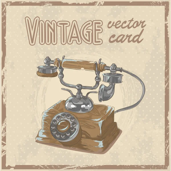 Retro 50s vintage kartpostal şık telefon — Stok Vektör