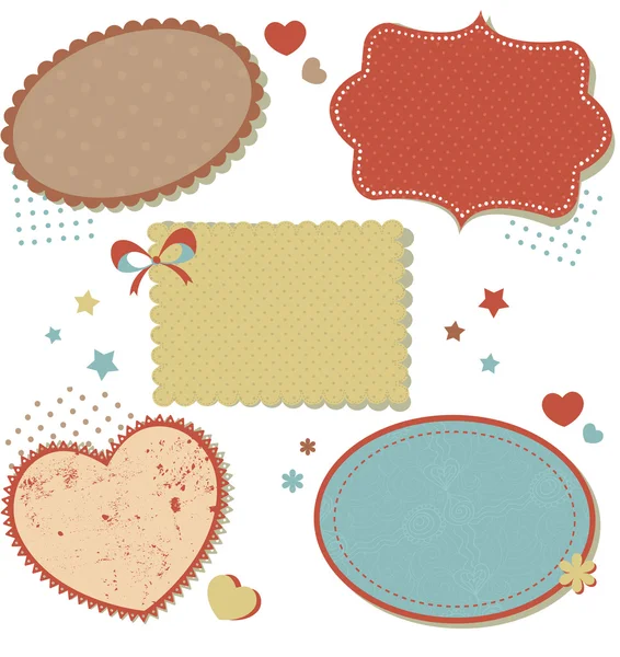 Pegatinas y etiquetas de amor romántico retro — Vector de stock