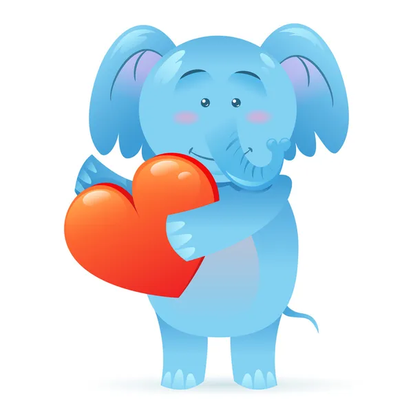 Elefante mascota aislado sosteniendo el corazón — Vector de stock